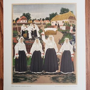 Ladarice Custom Bilogora ~ Vintage Croatian Folk Art Lithograph Zdenka Sertić